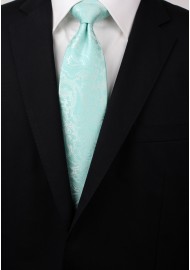 Glacier Blue Necktie with Paisley Print Styled