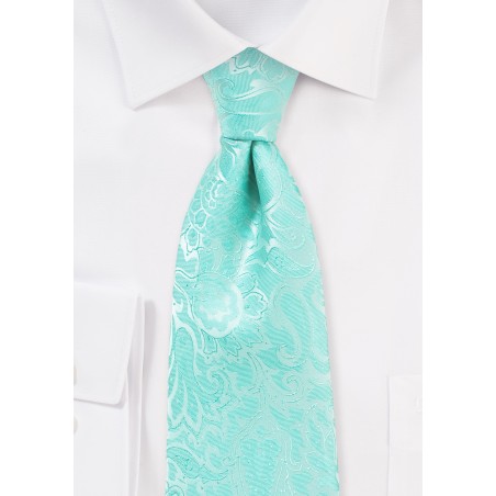 Glacier Blue Kids Tie with Paisley Pring
