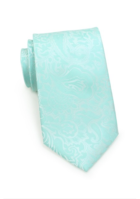 Glacier Blue Kids Tie with Paisley Pring