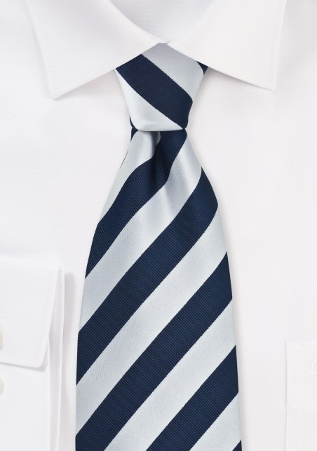 Navy and Silver Mens Necktie