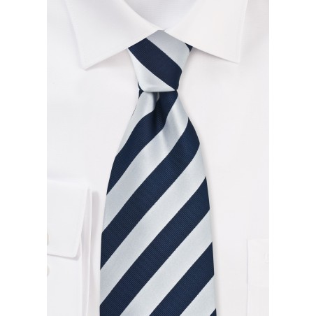 Navy and Silver Mens Necktie
