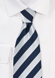 Navy and Silver Mens Necktie