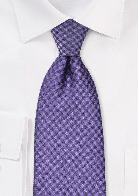 Electric Violet Gingham Tie
