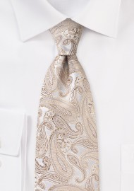 Paisley Silk Tie for Kids in Gold Champagne