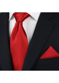 Red men's ties - Solid cherry red tie styled