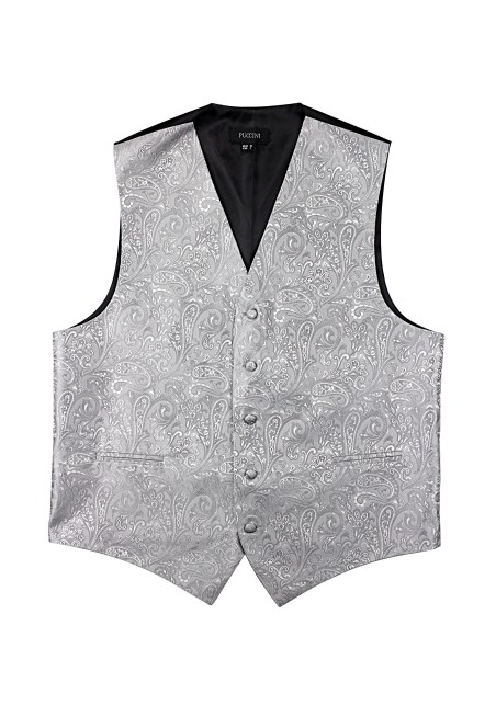 Formal Paisley Vest in Silver