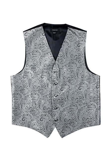 Paisley Dress Vest in Mercury Silver
