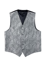 Paisley Dress Vest in Mercury Silver