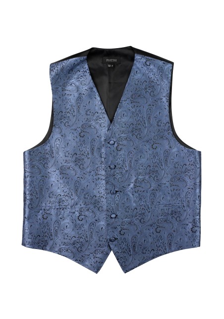 Paisley Dress Vest in Steel Blue