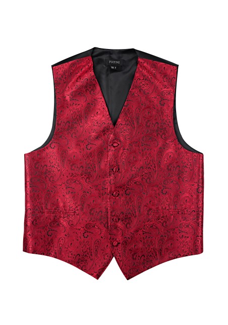 Formal Paisley Vest in Ruby Red