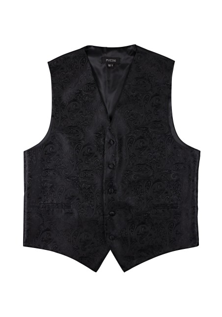 Black Mens Dress Vest with Paisley Design