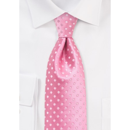 Flamingo Pink Polka Dot Kids Tie