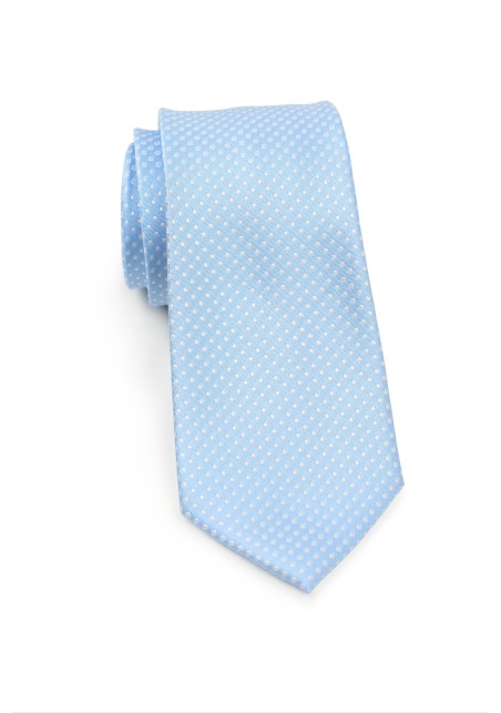 Narrow Pin Dot Tie in Baby Blue