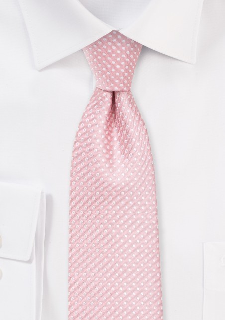 Soft Pink Pin Dot Necktie in Skinny Width