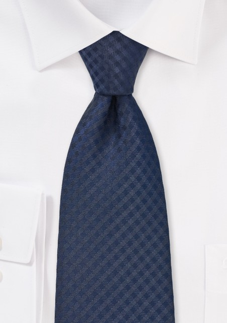 Extra Long Gingham Check Tie in Navy