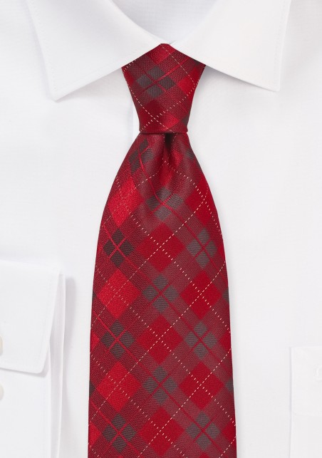 Kids Plaid Tie in Apple Red