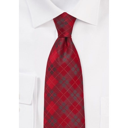 Kids Plaid Tie in Apple Red