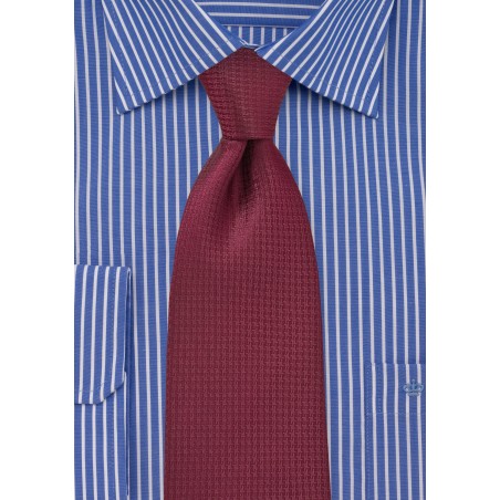 Micro Houndstooth Check Tie in Merlot Red