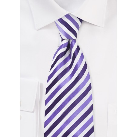 Striped Extra Long Tie in Purples