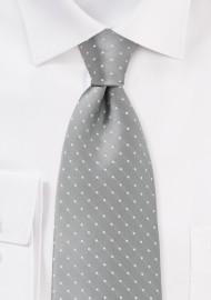 Soft Silver and White Dotted XL Tie