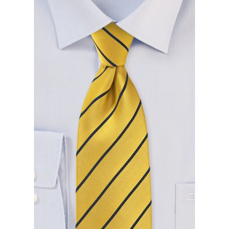 Classic Striped Tie in Yellow and Midnight Blue
