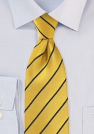 Classic Striped Tie in Yellow and Midnight Blue
