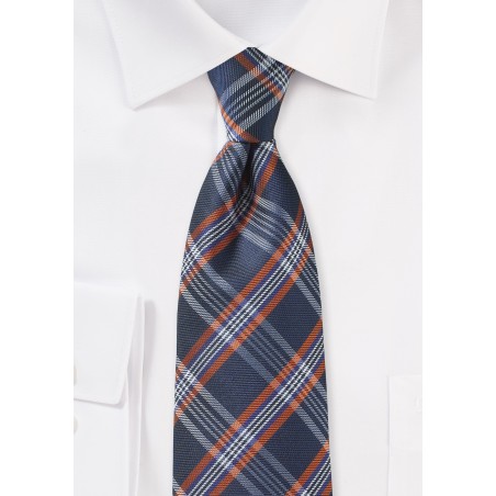Navy and Orange Tartan Kids Tie