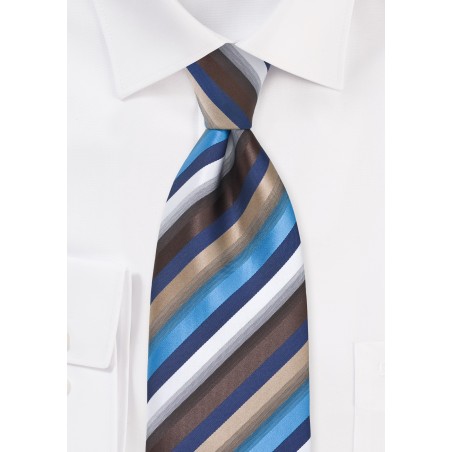 Blue and Brown Striped Tie