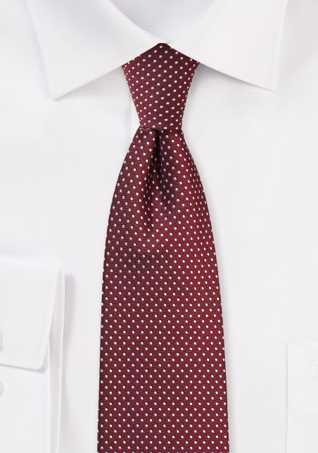 Skinny Pin Dot Necktie in Burgundy