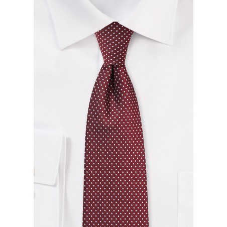 Skinny Pin Dot Necktie in Burgundy