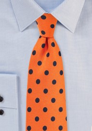 Bright Orange and Navy Polka Dot Tie