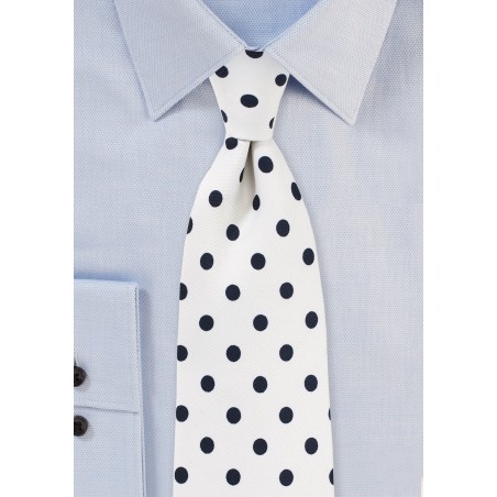 White Necktie with Black Polka Dots