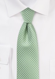 Sage Green Necktie with Mini Dots