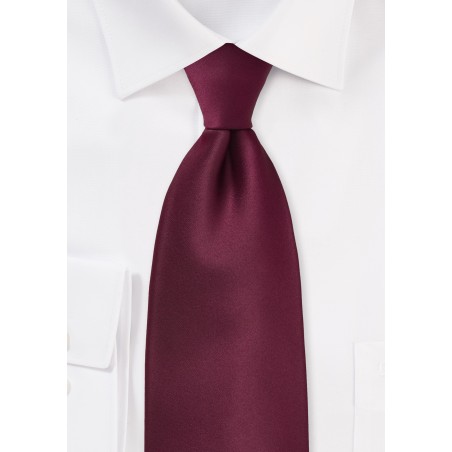 Solid XL Length Tie in Classic Burgundy Red