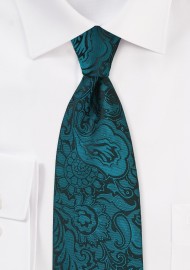 Elegant Paisley Tie in Peacock Teal