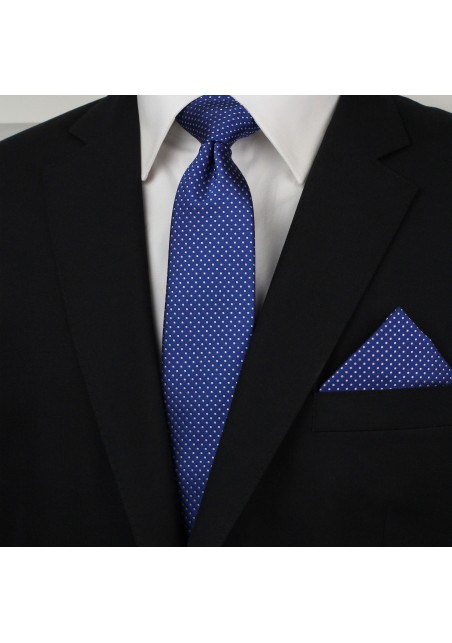 Royal Blue Necktie with Woven Micro Dots Styled