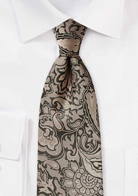 Kids Paisley Tie in Golden Bronze