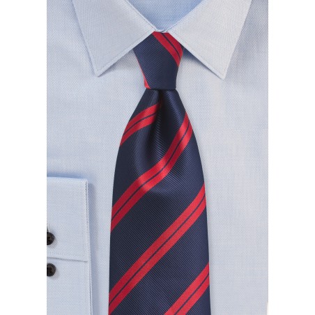 Contemporary Repp Tie in Navy and Red