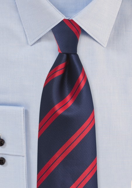 Navy and Red Striped Kids Necktie