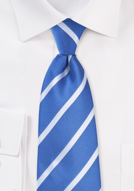 Repp Striped Tie in Blue and Silver