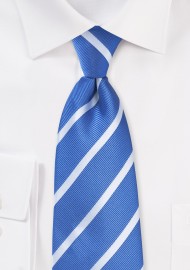 Repp Striped Tie in Blue and Silver