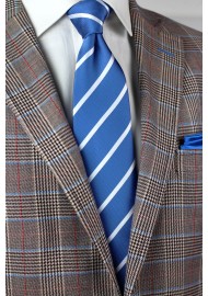 Repp Striped Tie in Blue and Silver Styled