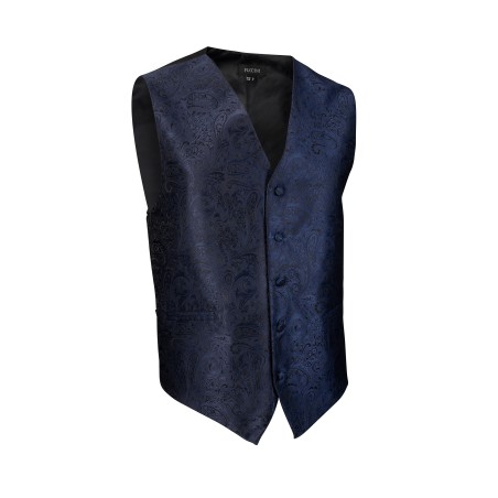Mens Paisley Dark Blue Navy Textured Formal Vest