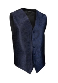 Mens Paisley Dark Blue Navy Textured Formal Vest