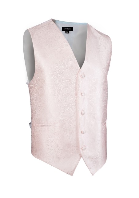 Shiny Wedding Paisley Textured Vest in Soft Blush Pink