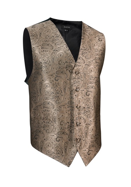 Formalwear Paisley Textured Vest in Bronze Burnished Gold