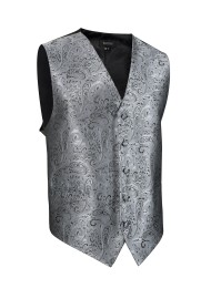 Shiny Paisley Textured Dress Vest in Mercury Metallic Silver