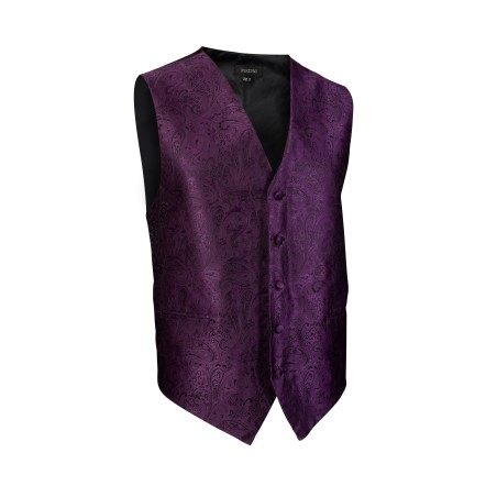 Paisley Textured Designer Vest in Berry Purple