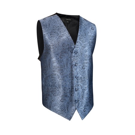 Paisley Textured Dress Vest in Steel Blue