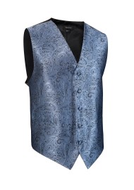 Paisley Textured Dress Vest in Steel Blue